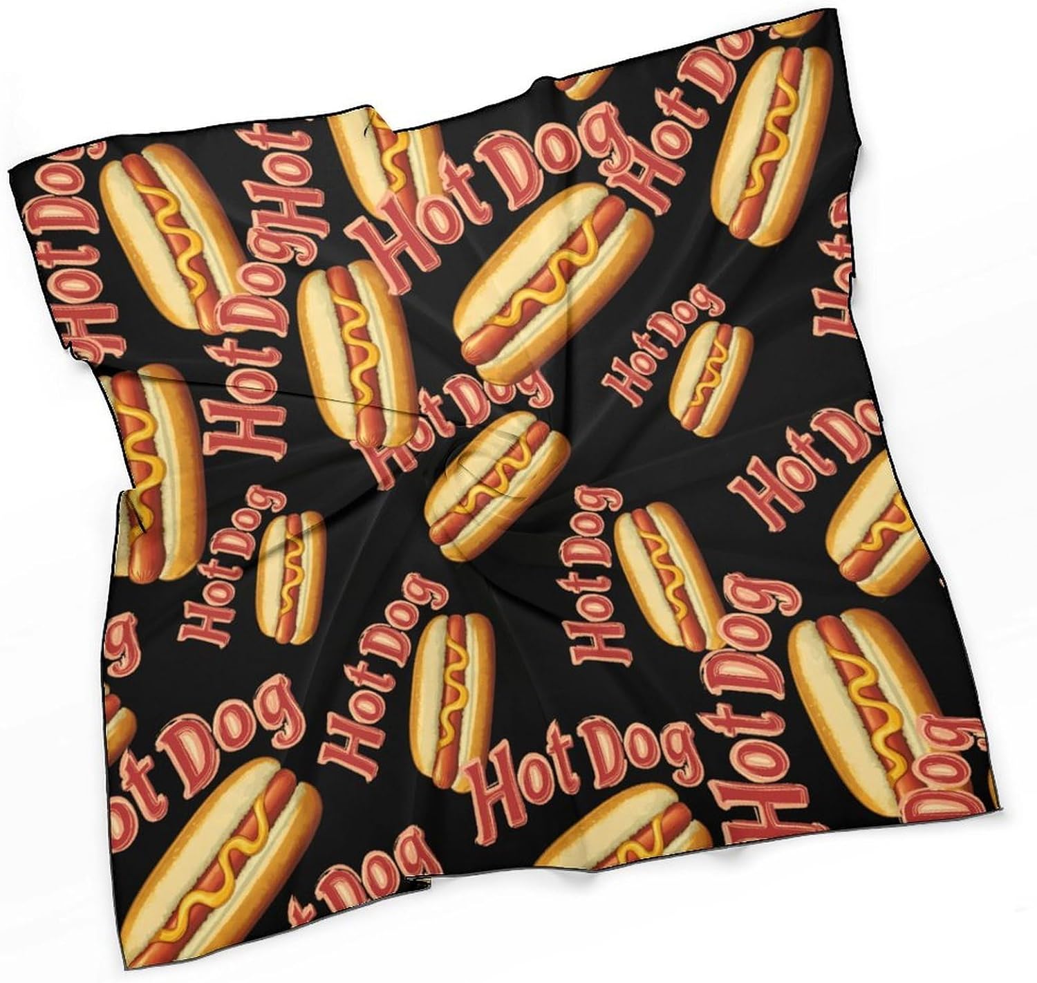 Hot Dog Shop Bandana Fashion Head Scarf Square Silk Scarf Print Neck Hair Scarfs for Women Men Gifts