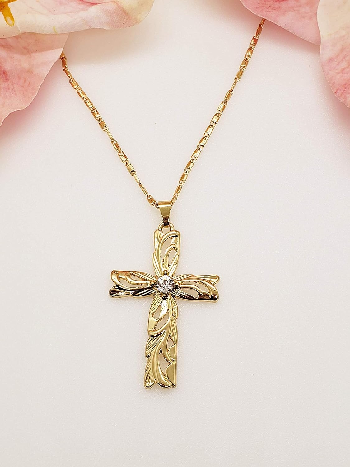 Healani Jewelry Hawaiian Heirloom Cross CZ Necklace