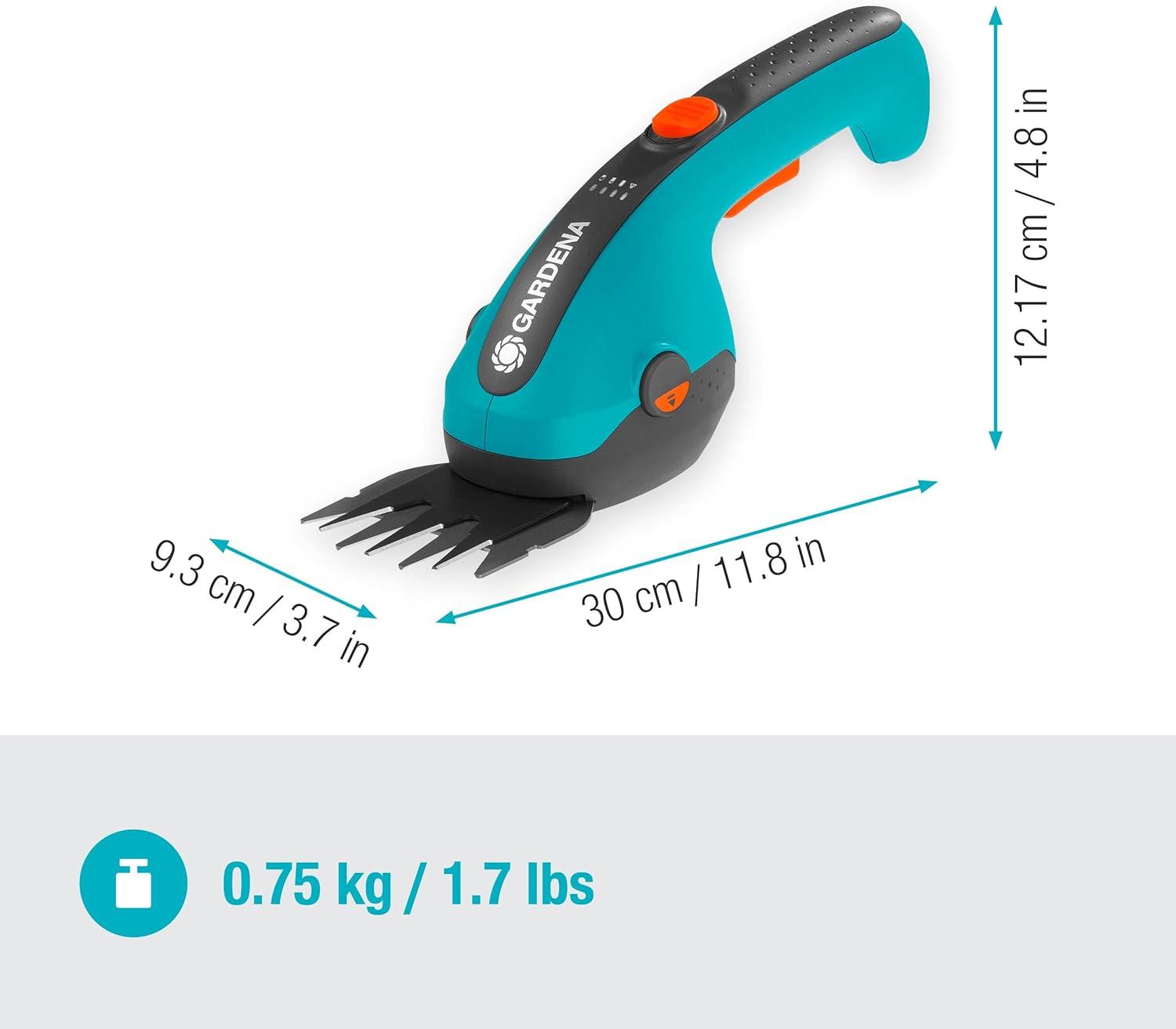 Gardena Set Forbici a Batteria per Erba e siepi ClassicCut Li: Forbici per Prato e per siepi, Impugnatura Comoda con indicatore LED Stato di Carica, Cambio Lama Senza Utensili (9885-20)