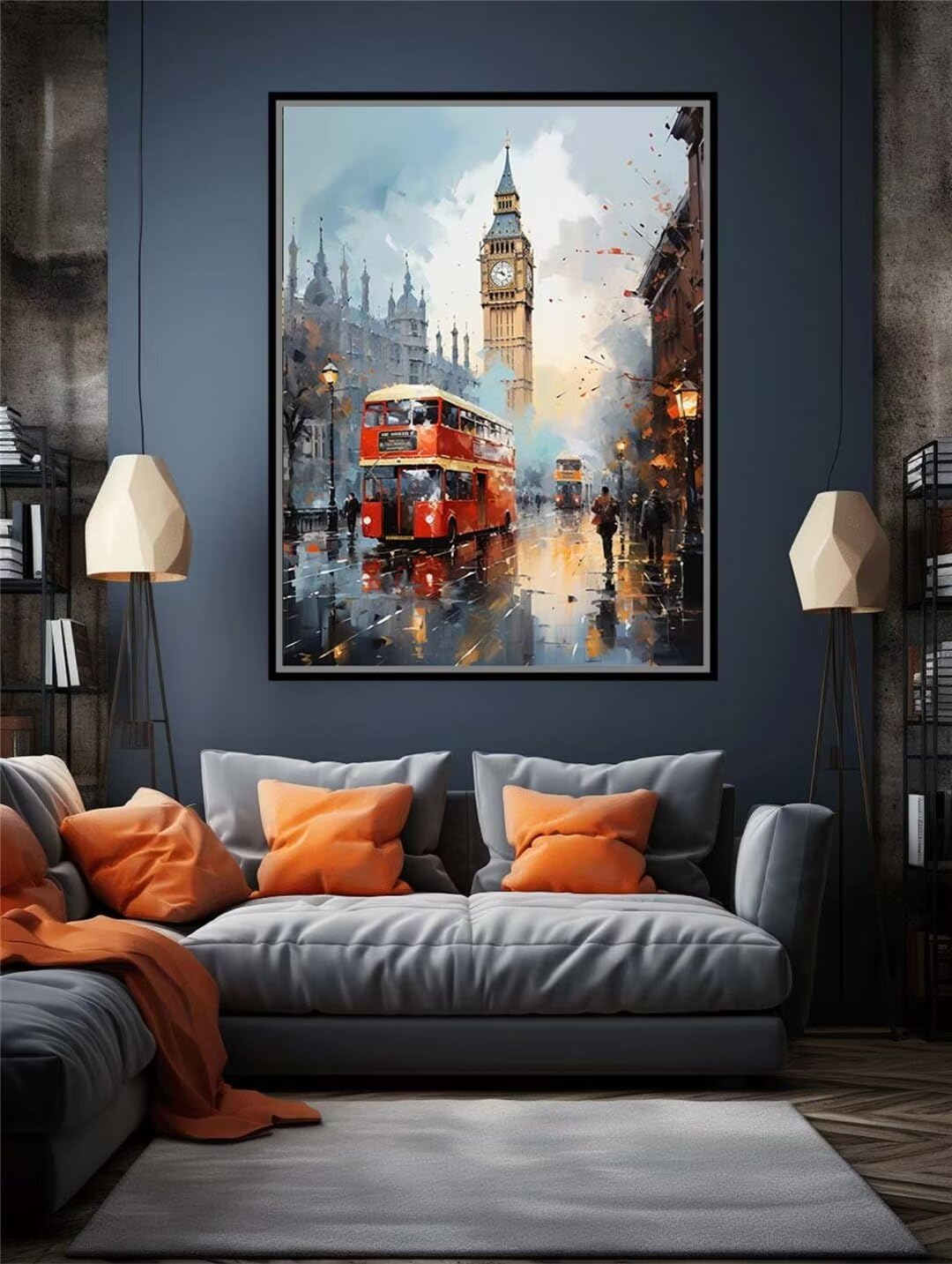 5D Londra,Scenario Pittura Diamante DIY,Diamond Painting Adulti Grandi Dimensioni (70x90cm),Disegni con Perline da Attaccare Paint by Numbers Passatempo per Bambina e Bambini,Decorazione Muro B-6635