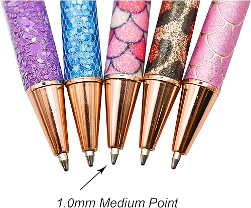 Miniatura 3 de 6 bolígrafos brillantes de lujo, bolígrafos de leopardo brillante con acabado de metal con purpurina, retráctil, tinta negra para mujeres, niñas,