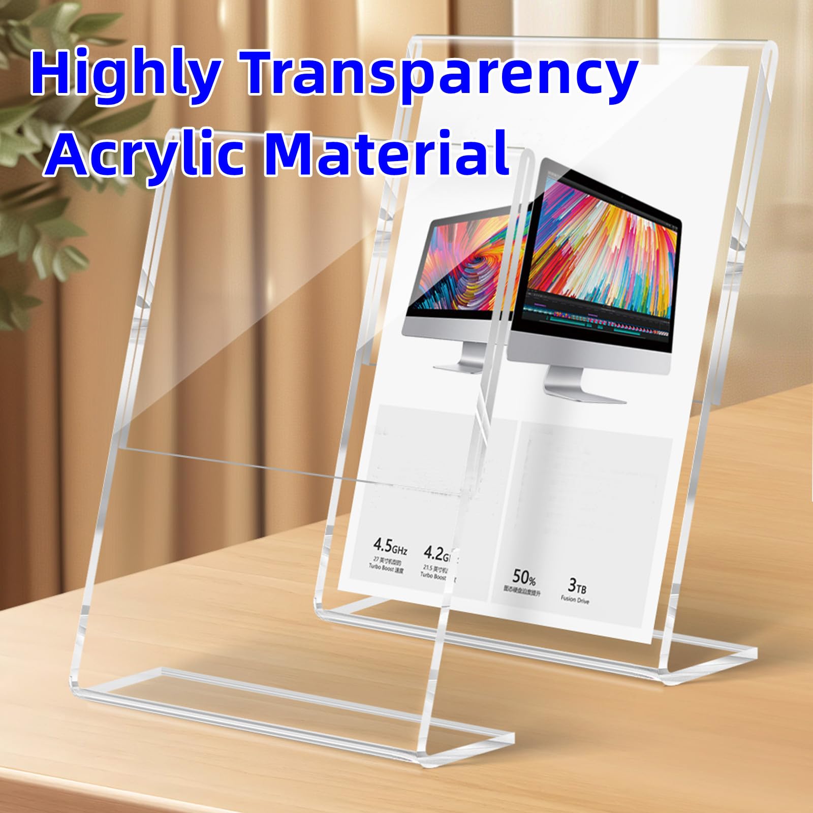 Ourui A5 Acrylic Sign Holder, 3 Pack Clear Display Table Sign Stand - Image 2