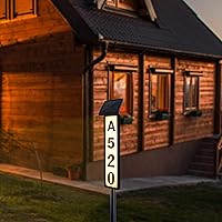 Vista 7 de FORUP Letrero de números de dirección de casa con luz solar, luz solar con números de casa, placa de dirección iluminada por LED para exteriores