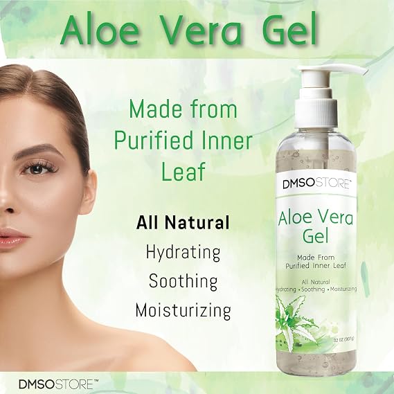 DMSOSTORE Aloe Vera Gel, 8 oz (227g), Alcohol-Free, Made From Purified Aloe Vera Inner Leaf, Soothing, Skin Moisturizing, Hydrating