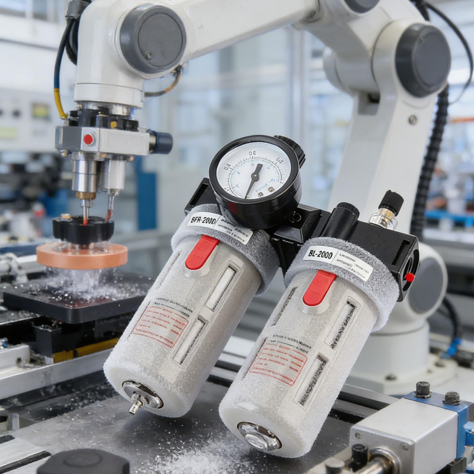Adattatore di regolazione della pressione di efficienza Sorgente d'aria Filtro separatore d'acqua olio pneumatico Facile installazione Pompe d'aria Riduzione della pressione Adattatore accoppiamento