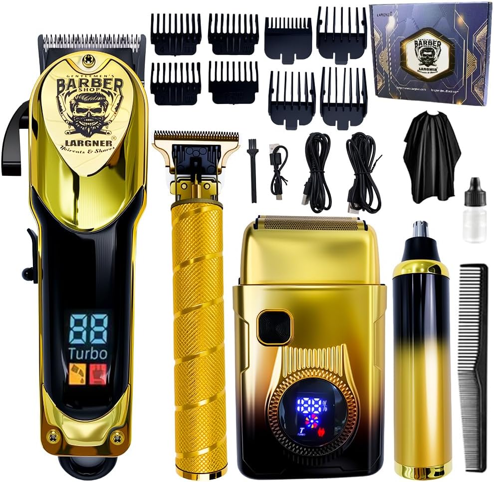 Hair Clippers for Men Professional - 4 in 1 Men Electric Shaver Razor Kit with LED Display, Cordless Hair Clipper Shaver Beard Trimmer, Hair Cutting Machine for Him, Barber Clippers Kit Gift