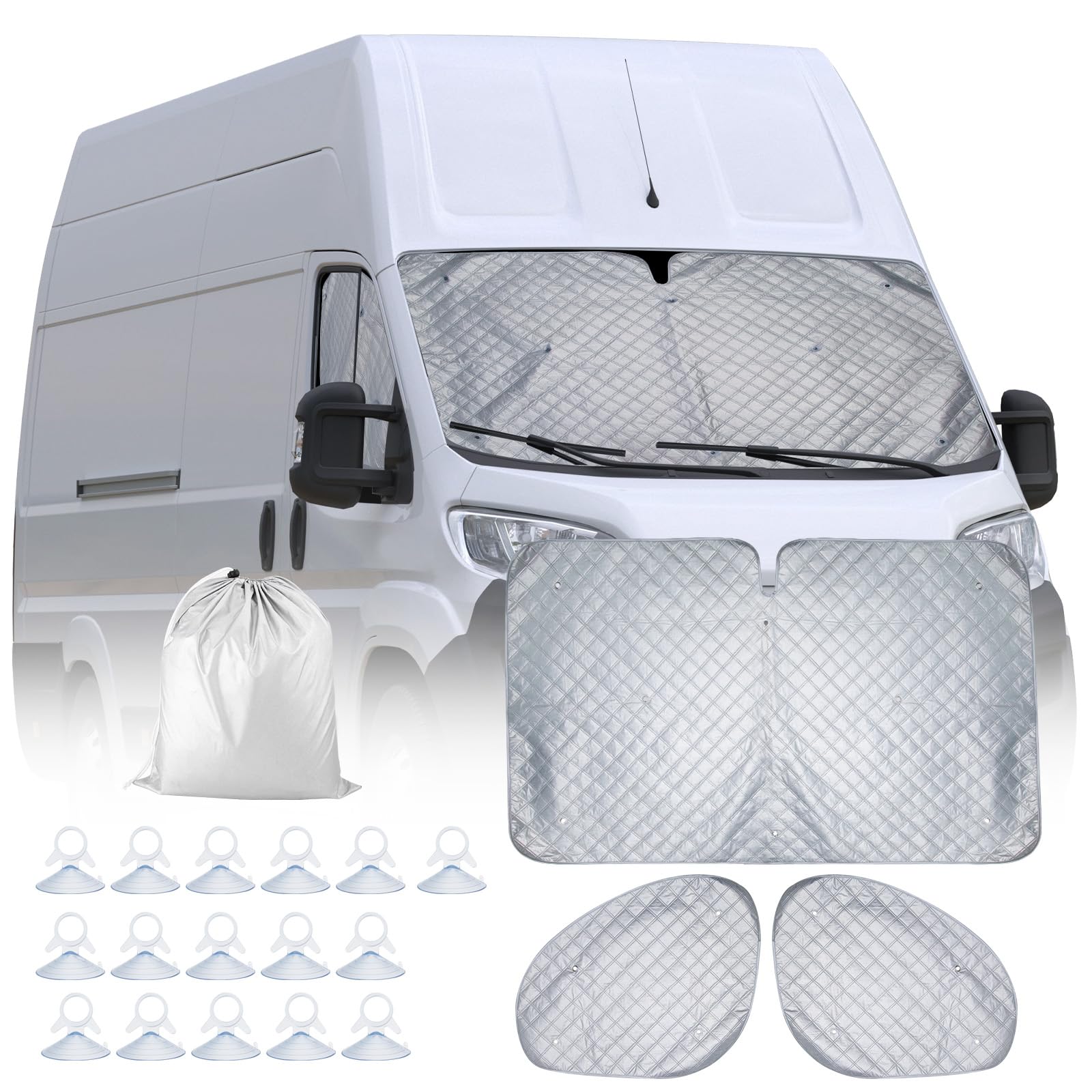 CICMODWindscreen Cover Sunshade Motorhome Screen Cover Campervan Internal Thermal Blind for Fiat Ducato, Peugeot Boxer, Citroen Jumper
