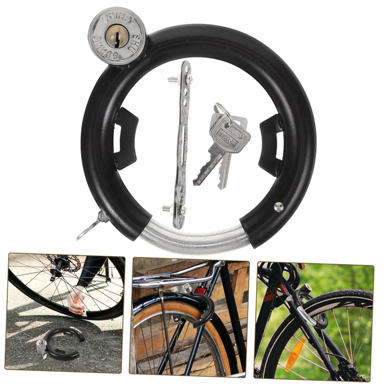 Lucchetto Antifurto per Bicicletta e Moto, 3 Set, Acciaio Inossidabile, Resistente All'usura, per Mountain Bike e Bici Elettrica