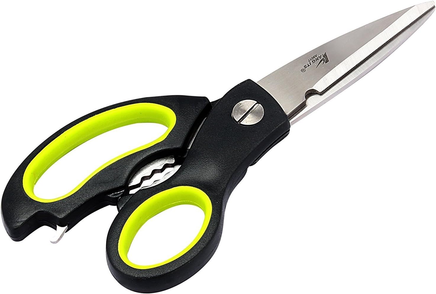 ANG ITS Multifunction Stainless Steel Kitchen Scissor with Nut Cracker and Bottle Opener - Multicolour, Standard Size (A9017)