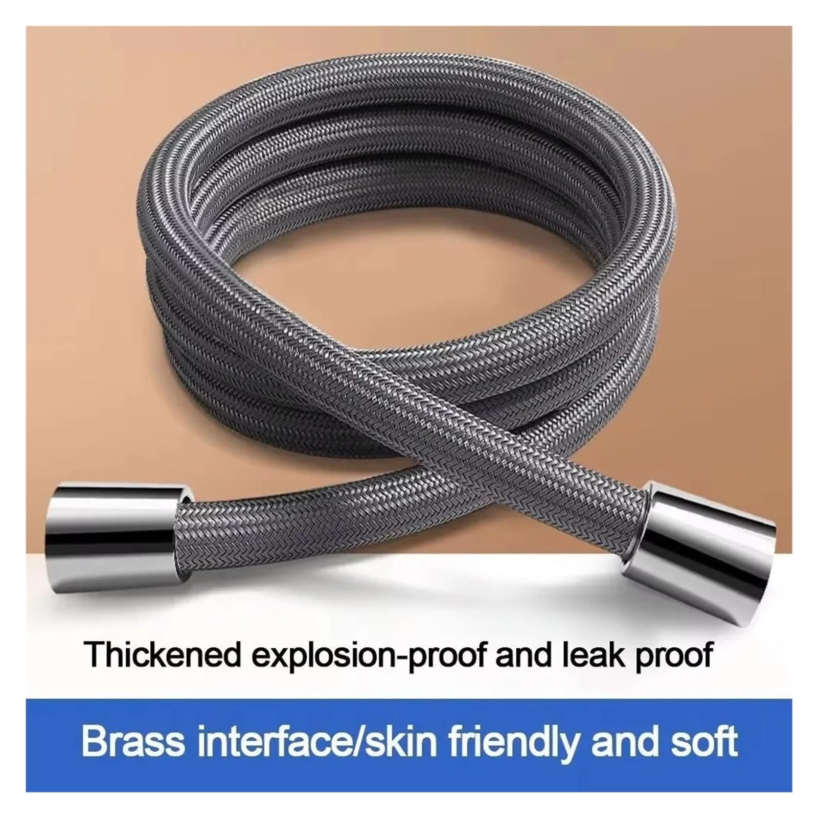 Manguera Ducha Manguera de ducha mano antibobinado 1,5/2M Para Baño | Tubo flexible Tubo de nailon for baño con interfaz universal de alta presión(Grey,2.0M)