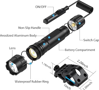 Led タクティカル懐中電灯 緊急時用 ハンドヘルド 小型フラッシュ 防水ライトセット 高1200ルーメン アウトドアキャンプ用