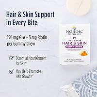 Vista 7 de Nordic Naturals Gomitas masticables para el cabello y la piel sin azúcar, limonada de fresa, 27 gomitas masticables - Biotina + GLA de aceite