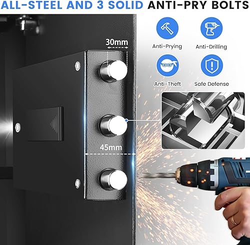 Miniatura 4 de Caja fuerte ignífuga grande de 6.5 pies cúbicos, caja fuerte para el hogar con bolsa ignífuga e impermeable, caja fuerte digital para documentos de