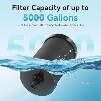 2387 Water Filter Replacement, 5000 Gallon Throughput Capacity Compatible with Alexapure Water Filtration System for Camping/Emergency Use - Durable 1-Pack Filter Replacement - Black