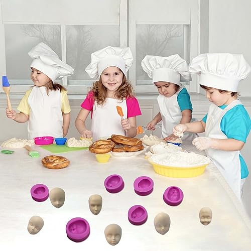Miniatura 4 de Moldes de silicona para fondant, 6 paquetes de moldes de silicona de chocolate para cara de bebé, arcilla polimérica, muñeca, cara de elfo,