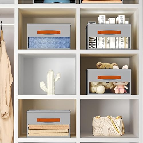 Miniatura 8 de Organizadores y almacenamiento de armario, paquete de 8 cestas de almacenamiento para organización, organizador de armario plegable con ventana
