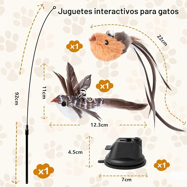Foto 3 de 7 de AiQInu 4 Piezas Juguetes para Gatos, Interactivo Juguete Gato con Ventosa