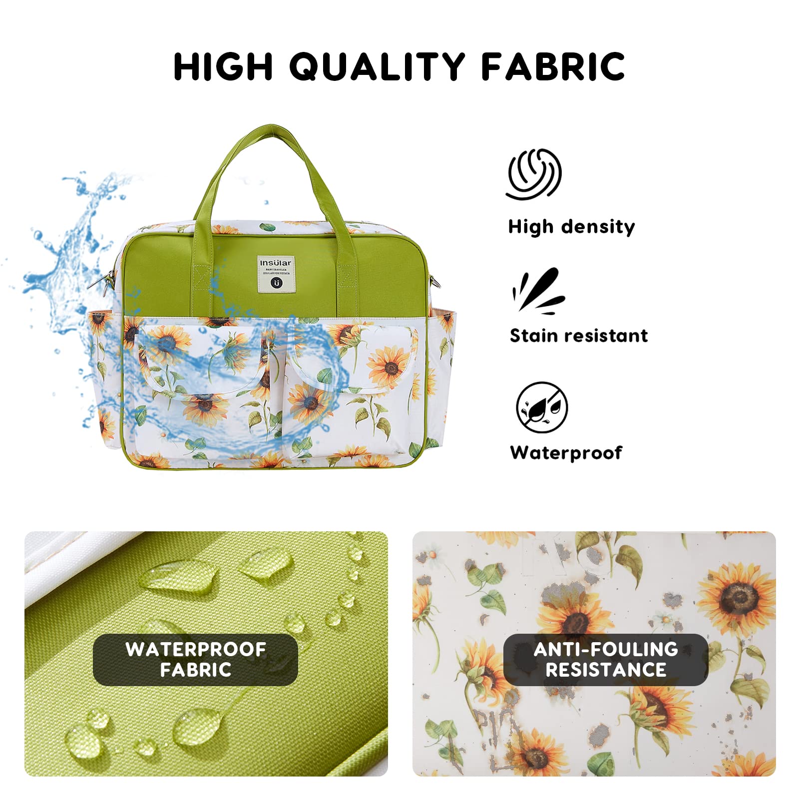 SONARIN Elegante Grande Capacità Borsa Fasciatoio per Neonato,Borsa per il Cambio Borsa a Tracolla Borsa per Pannolini da Viaggio Portatile Impermeabile con Spalline & Fasciatoio