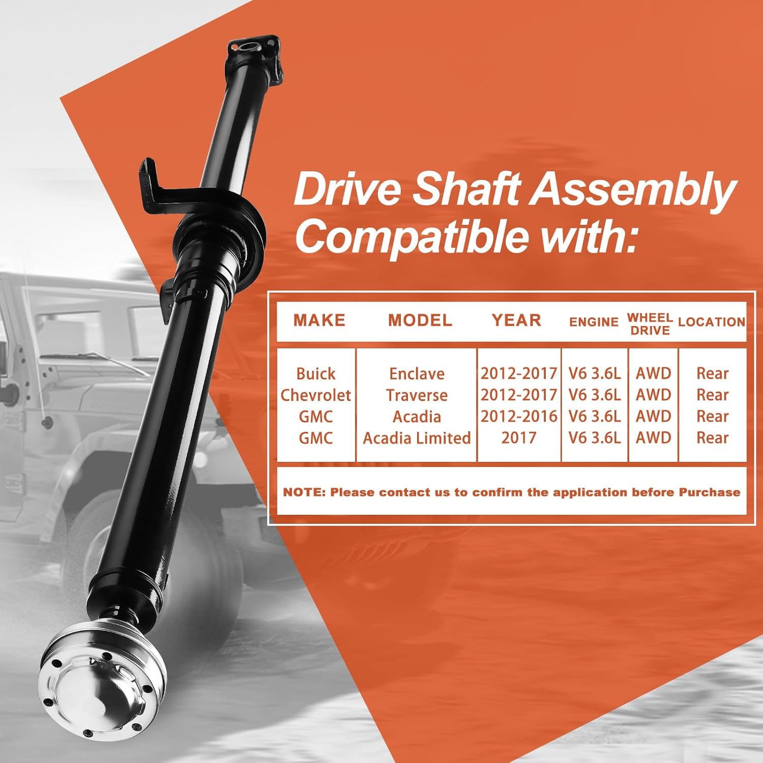 23167530 Rear Complete Drive Shaft Prop Shaft Driveshaft Assembly Compatible with Buick Enclave Chevrolet Traverse 2012-2017 GMC Acadia 2012-2016 Acadia Limited 2017, AWD