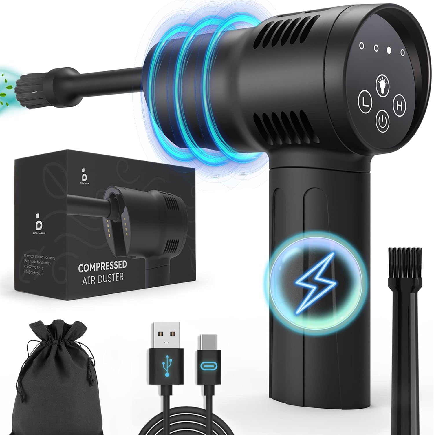 Bryher Electric Compressed Air Duster 60000RPM Portable