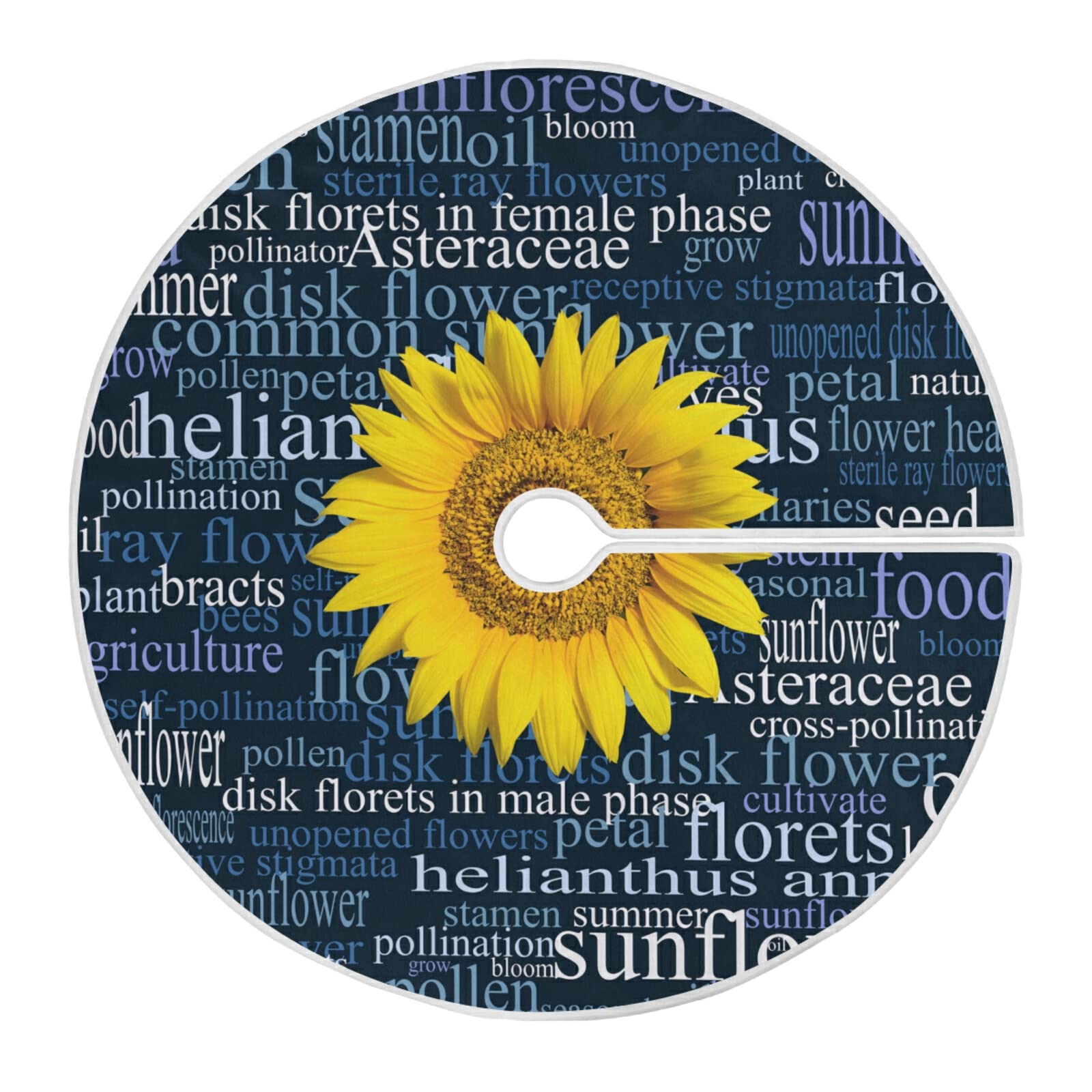 Amazon.com: Yellow Sunflower Head on Blue Word Cloud Full of Botanical  Terms 35.4" Medium Tree Skirt Circular Mat Ornament for Christmas Xmas  Party Holiday Decorations : Home & Kitchen