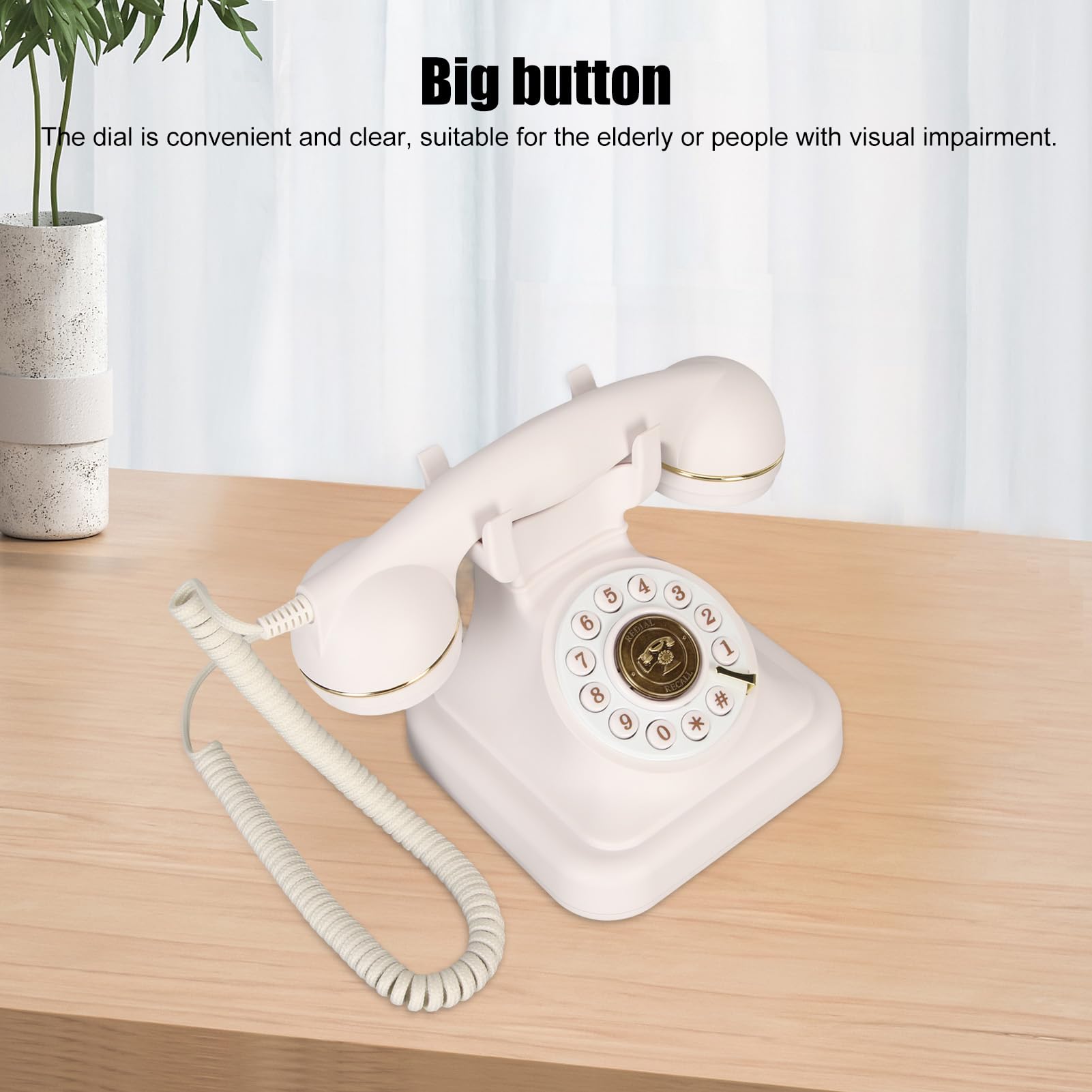 Vintage Telephone, Antique Phone Old Fashioned Push Dial Landline Phone, Classic Vintage Corded Phone, Desk Phone with Answering Machines and Caller ID