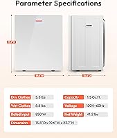 Vista 7 de EUHOMY Secadora portátil de 1.5 pies cúbicos con 4 programas de secado, capacidad de ropa de 5.5 libras, acabado de espejo y panel táctil LCD