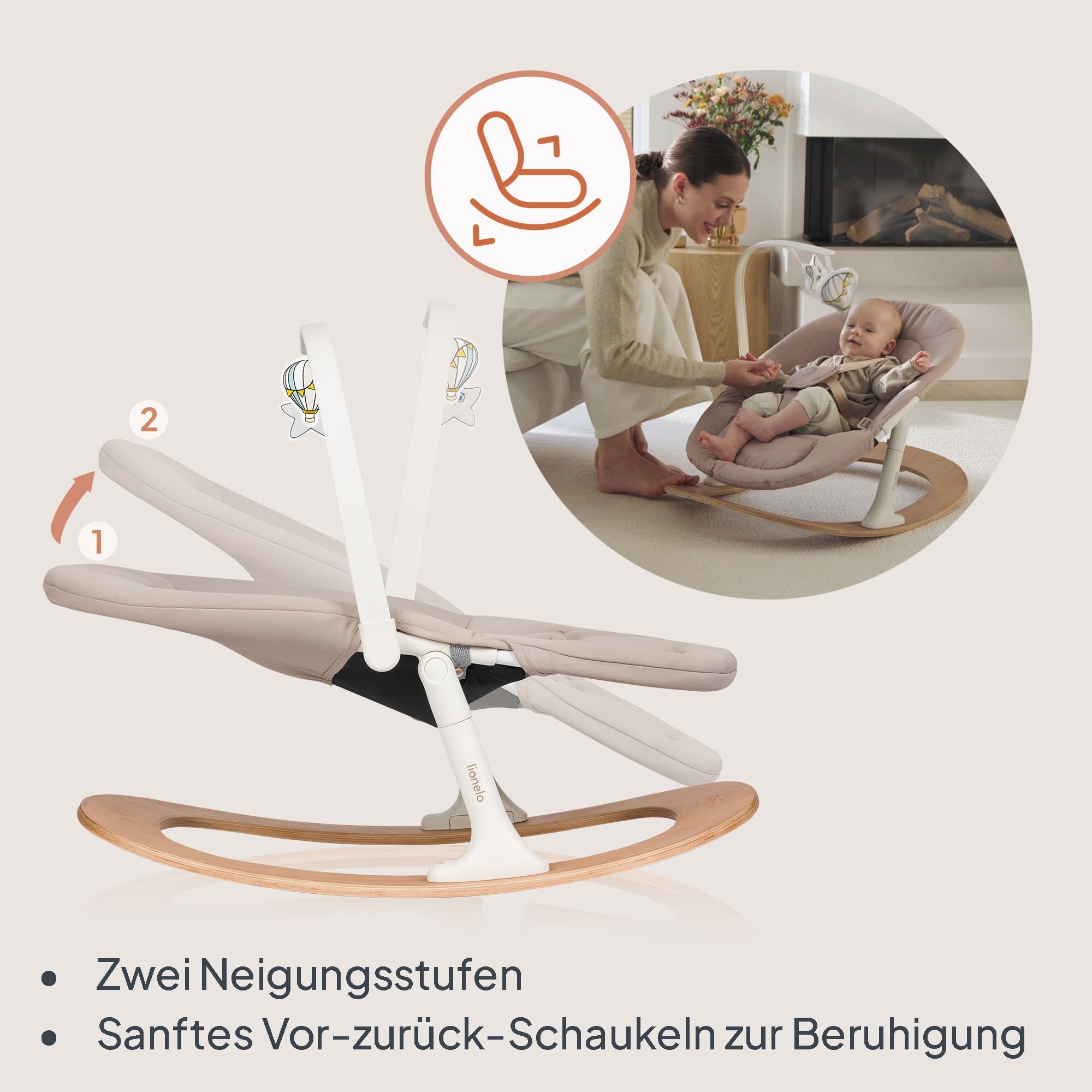 Lionelo Celia Holzhochstuhl zum Füttern, Wächst mit dem Kind