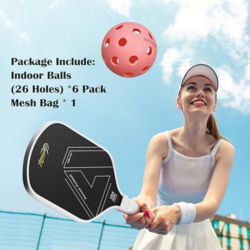 Miniatura 5 de Bolas de pickleball para interiores, paquete de 6 bolas de pickleball de 26 agujeros, juego de bolas de pickleball para interiores, bolas de