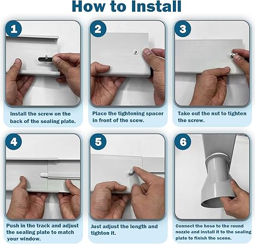 Miniatura 4 de Kit de ventilación de aire acondicionado portátil, manguera de escape de 5.9 pulgadas de diámetro y 59 pulgadas de longitud, panel de sellado de CA