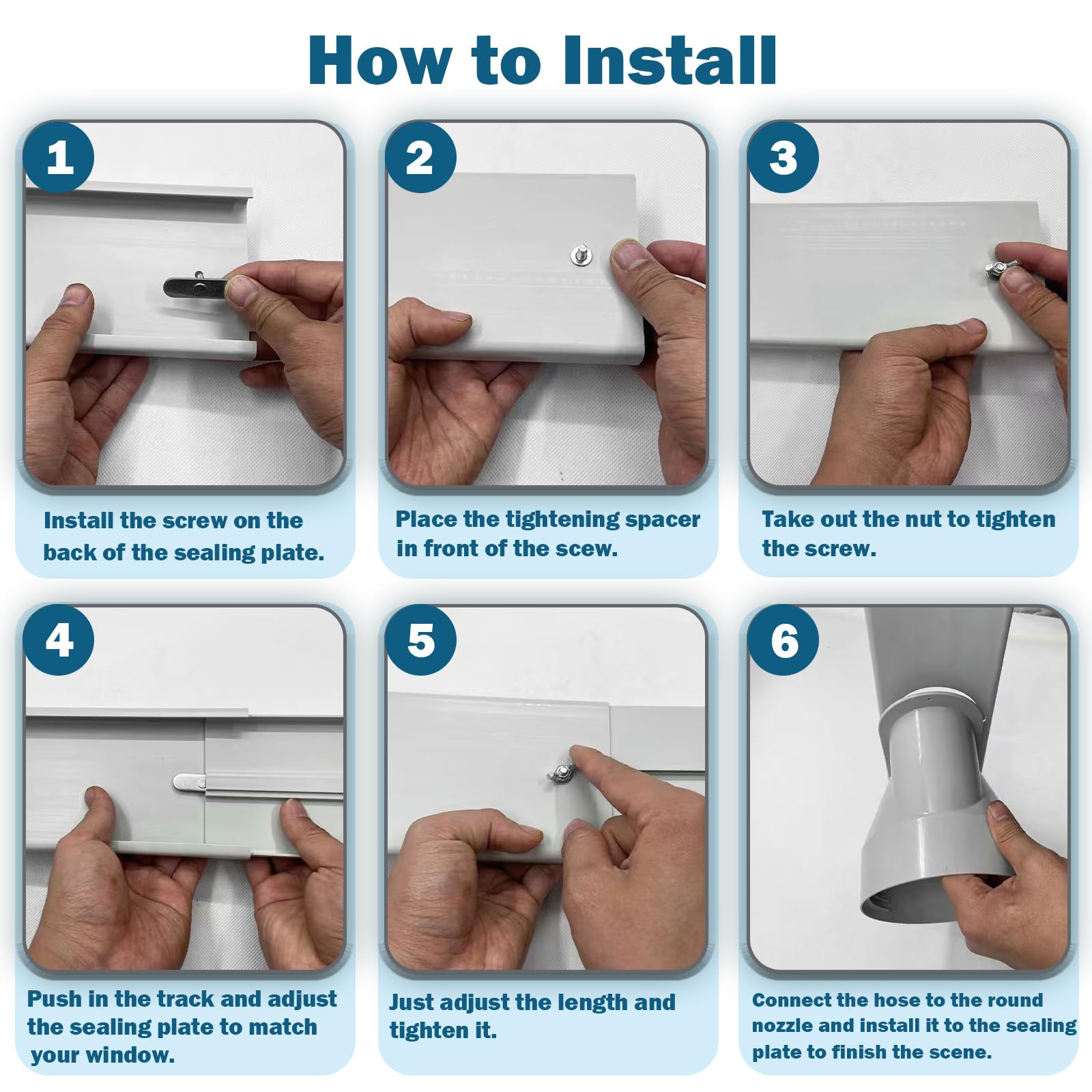 Kit de ventilación de aire acondicionado portátil para ventanas, manguera de escape de 5.1 pulgadas de diámetro y 59 pulgadas de longitud, panel de sellado de CA portátil universal para ventana