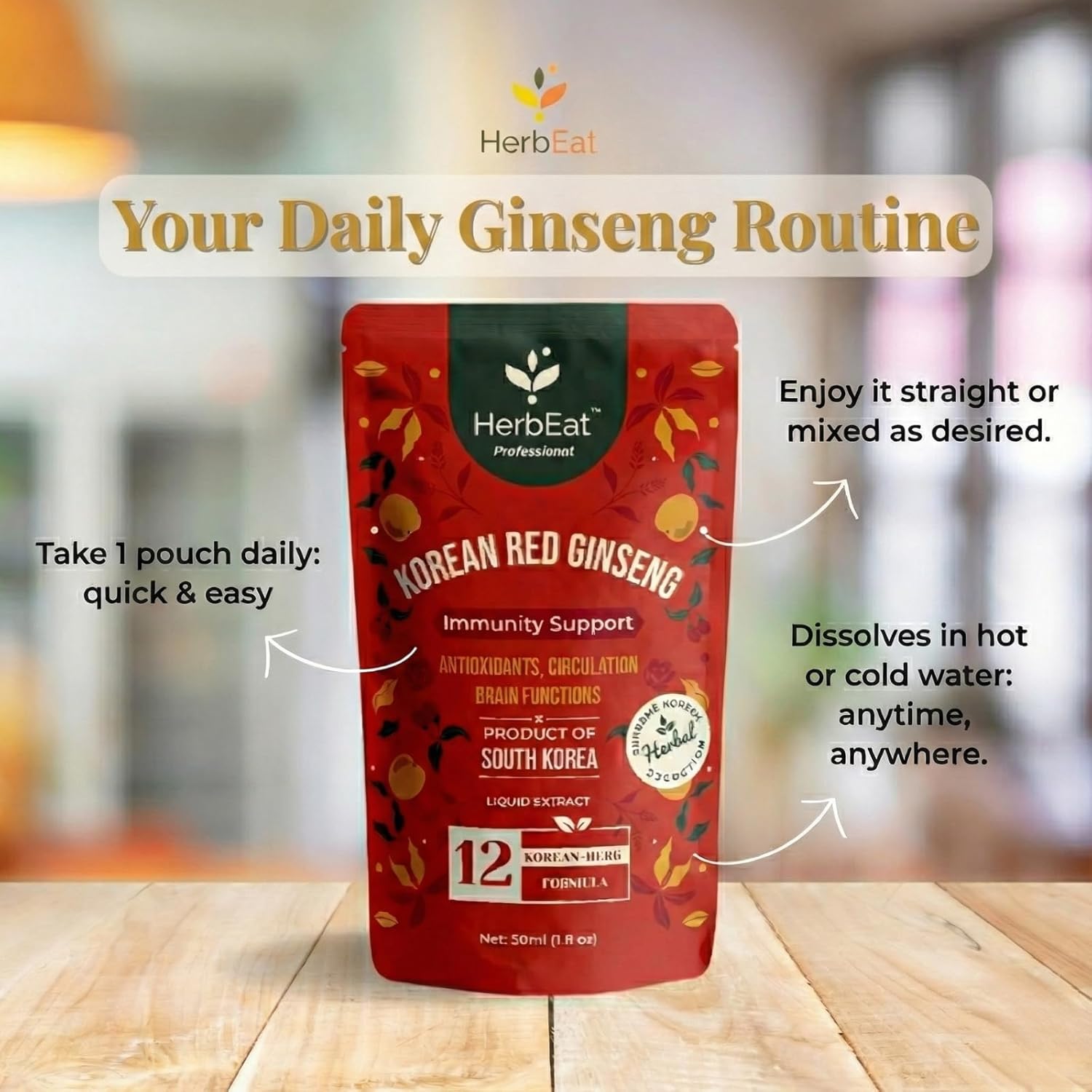 Korean Red Ginseng Prime Liquid Extract - 11mg Ginsenosides, 6-Year-Old Panax Red Ginseng for Energy & Immune Support - Dr. Kim Formulated, No Added Sugar, Vegan - 5 Pouches (30 mL Each) - Image 9