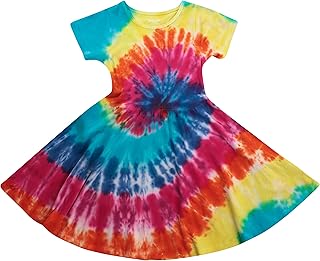 Girls Twirl Dress Girls Short Sleeve Twirly Skater Dress Tie Dye - Buy now