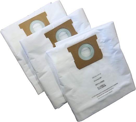 3 HEPA Bags Compatible with Shop Vac 5-8 Gallon Units, Replaces Part #'s Type H High Efficiency 90671 9067100 & Type E 90661 9066100, Craftsman 38767