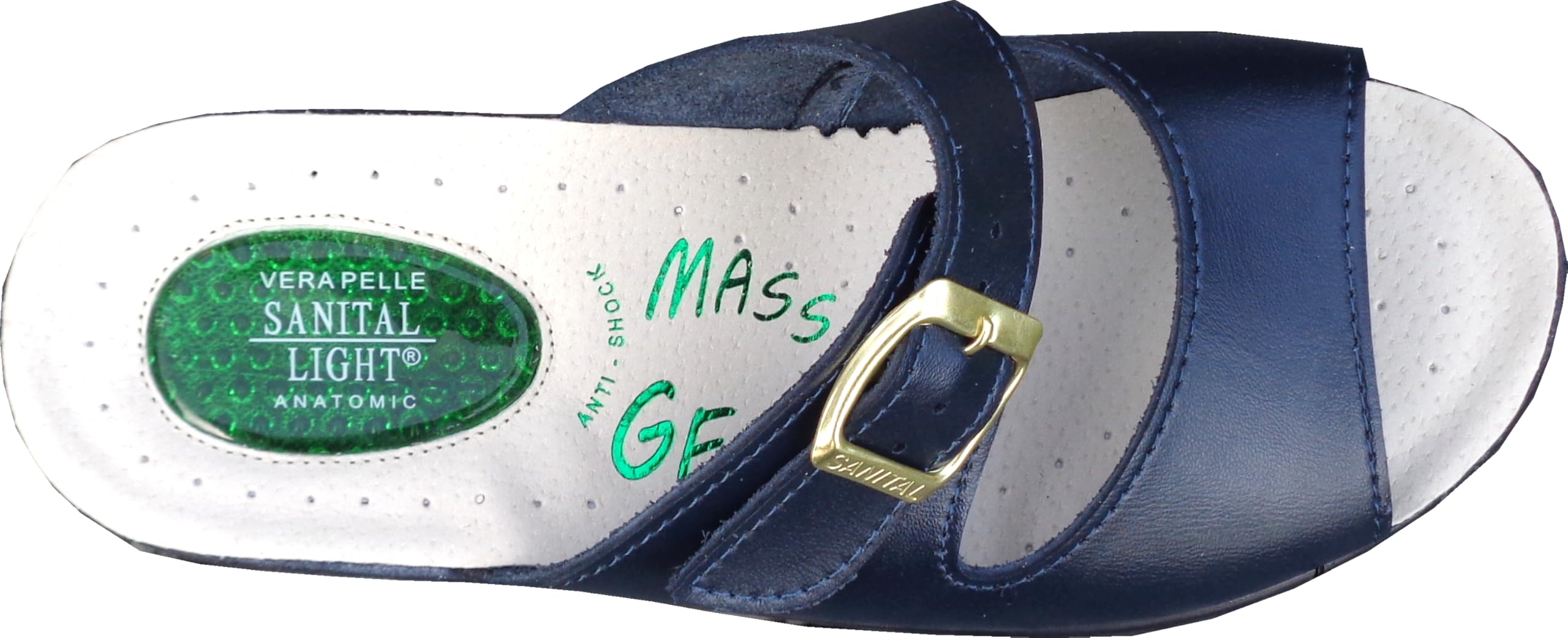 Sanital Light 1363 GEL - Ciabatta in Pelle, Leggera e Confortevole, Plantare anatomico con goccia in GEL, Artigianato Italiano. Si consiglia comprare una misura più grande