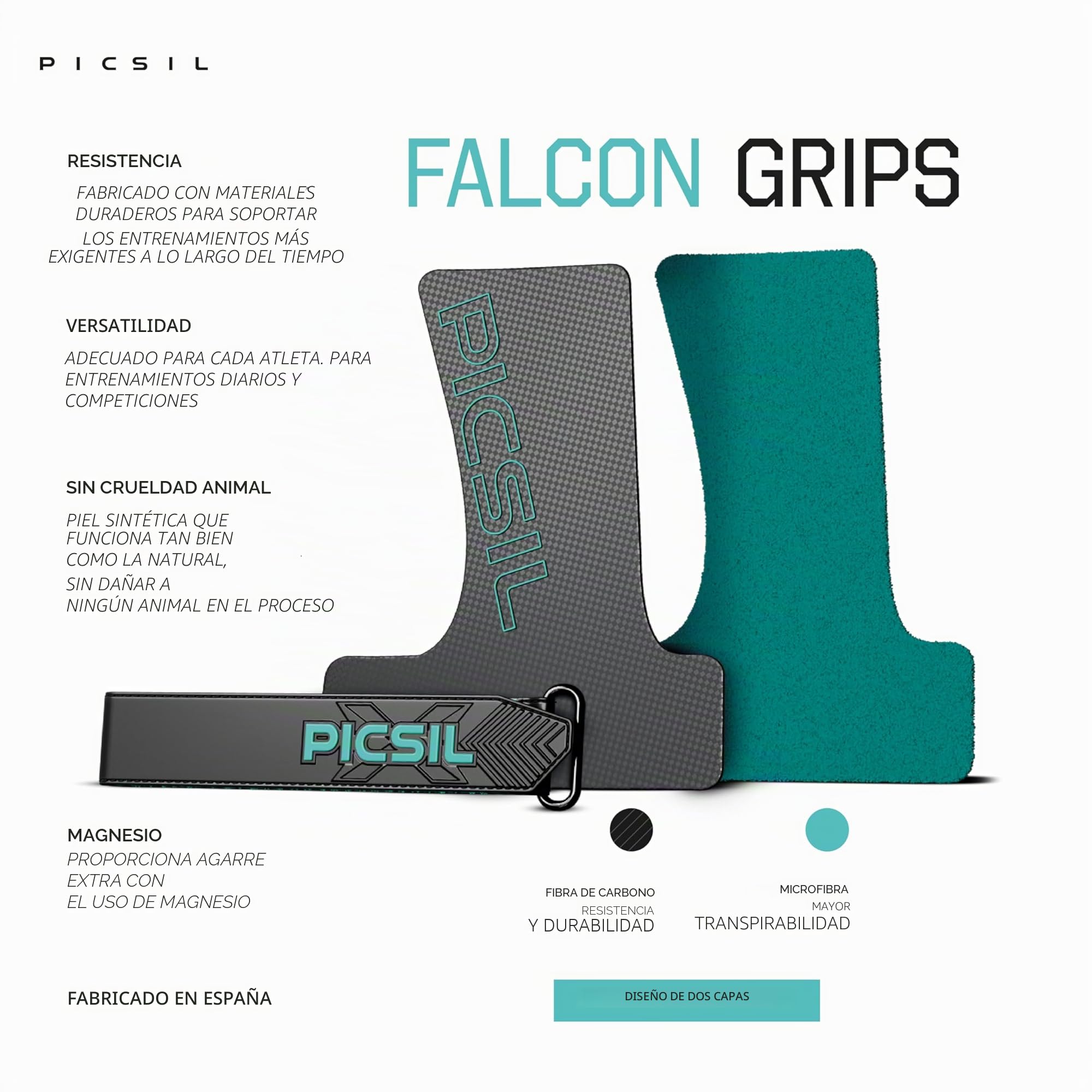PICSIL Falcon Grips 3 agujeros - Fibra de carbono, para uso con tiza