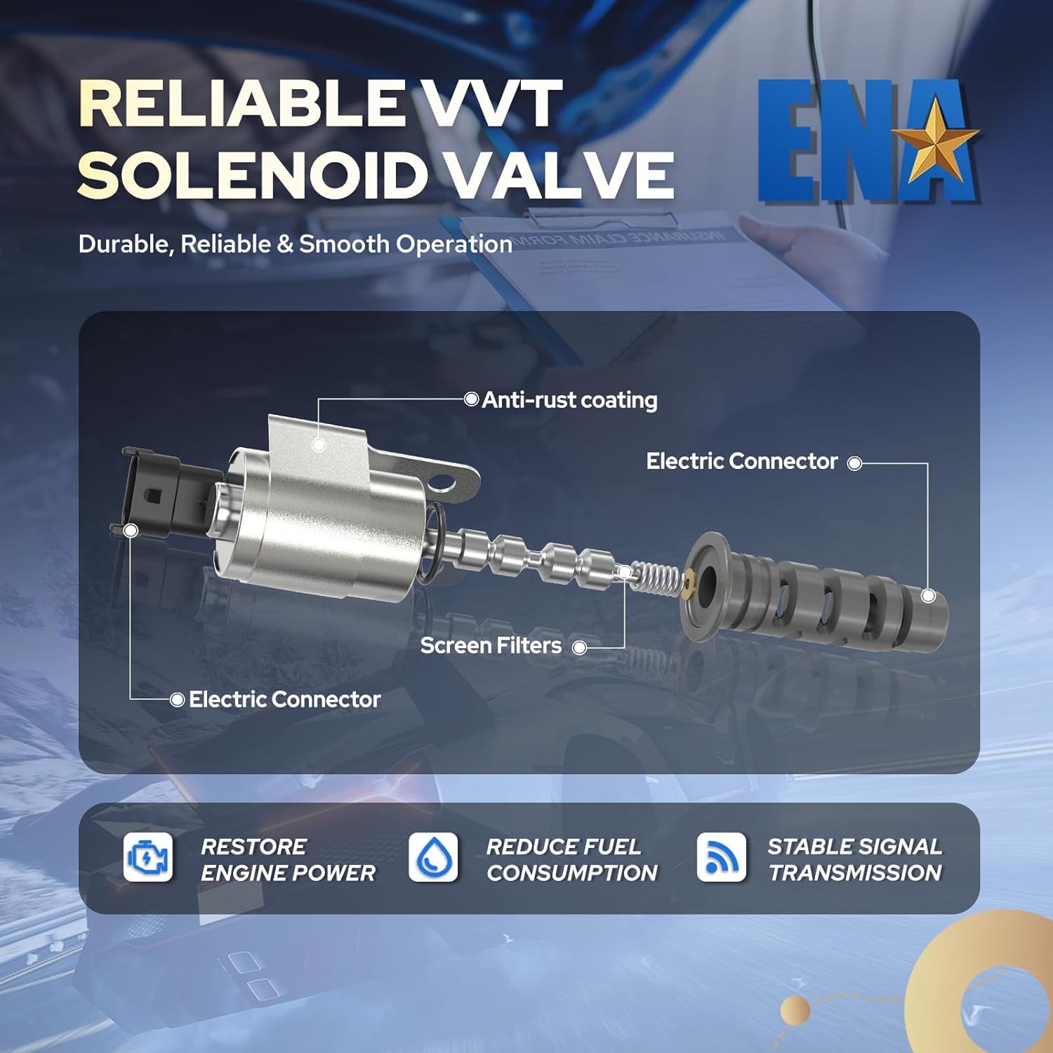 ENA Engine Variable Valve Timing Solenoid VVT Compatible with Toyota Corolla Matrix Celica MR2 Pontiac Vibe Chevy Prizm 1.8L L4 2000-2008 Camshaft Position Actuator Solenoid for 917-019 Set of 1