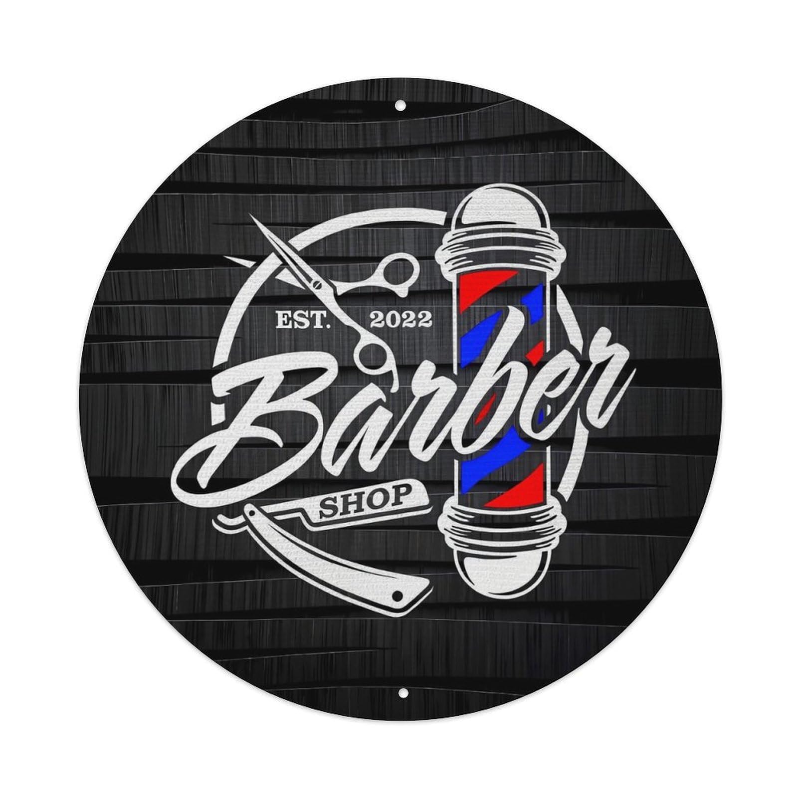 Barber Shop Sign With Scissors And Pole Metal Tin Sign Plaque