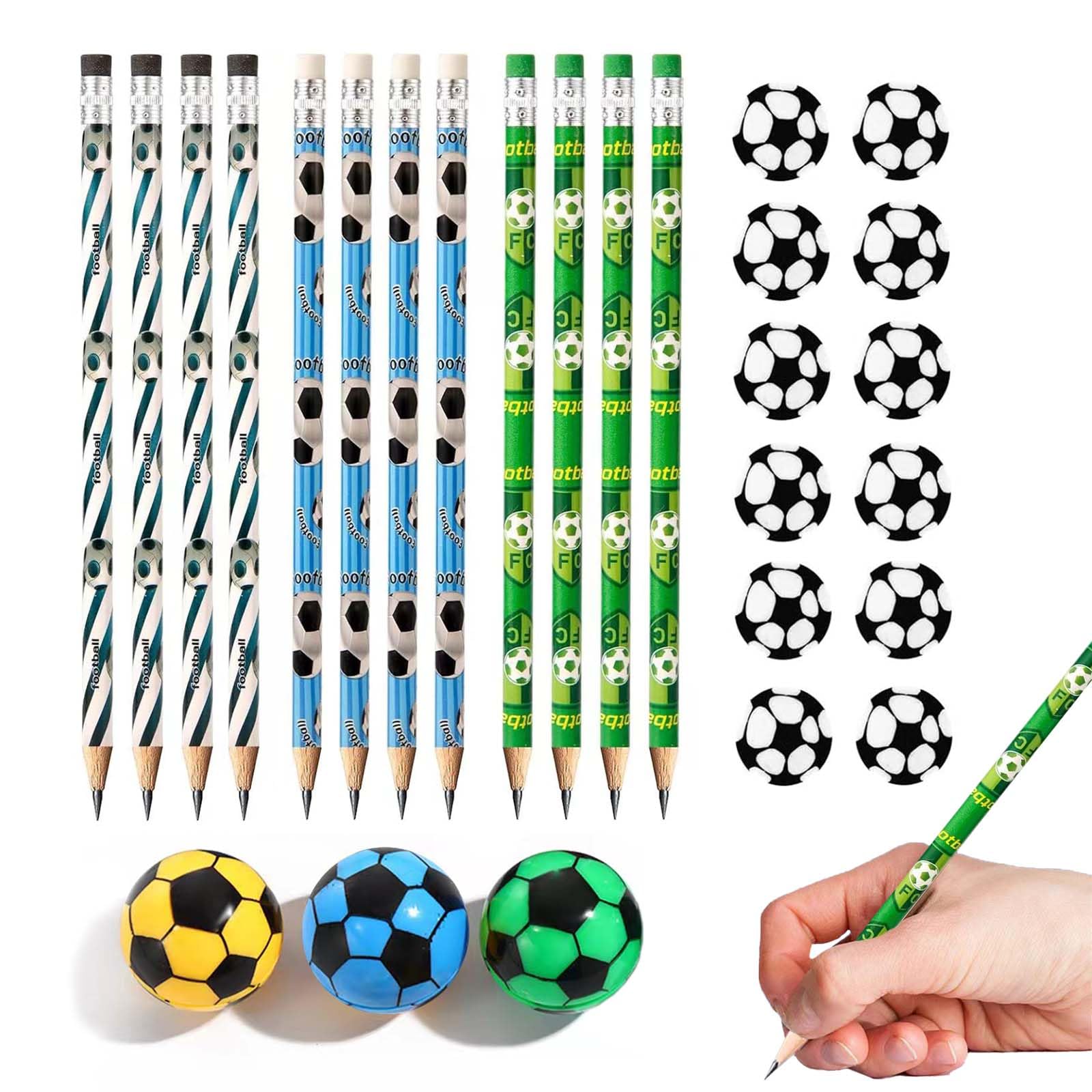 TICKLELY Lapices Con Goma De Balon De Futb,27pcs LáPices Hb De FúTbol Con Goma De Borrar, ArtíCulos De Fiesta De CumpleañOs Para NiñOs, Juguetes Y PapeleríA De FúTbol, DecoracióN Para El Aula