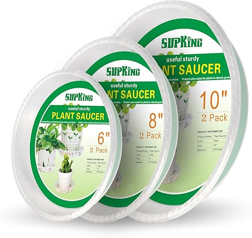 SupKing Paquete de 6 platillos para plantas (6 pulgadas, 8 pulgadas, 10 pulgadas), bandejas resistentes y resistentes para macetas de plástico