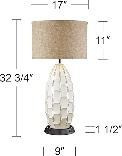 Miniatura 4 de Possini Euro Design Cosgrove - Lámpara de mesa auxiliar ovalada grande de mediados de siglo de 32 34 pulgadas de alto, base de estación de trabajo