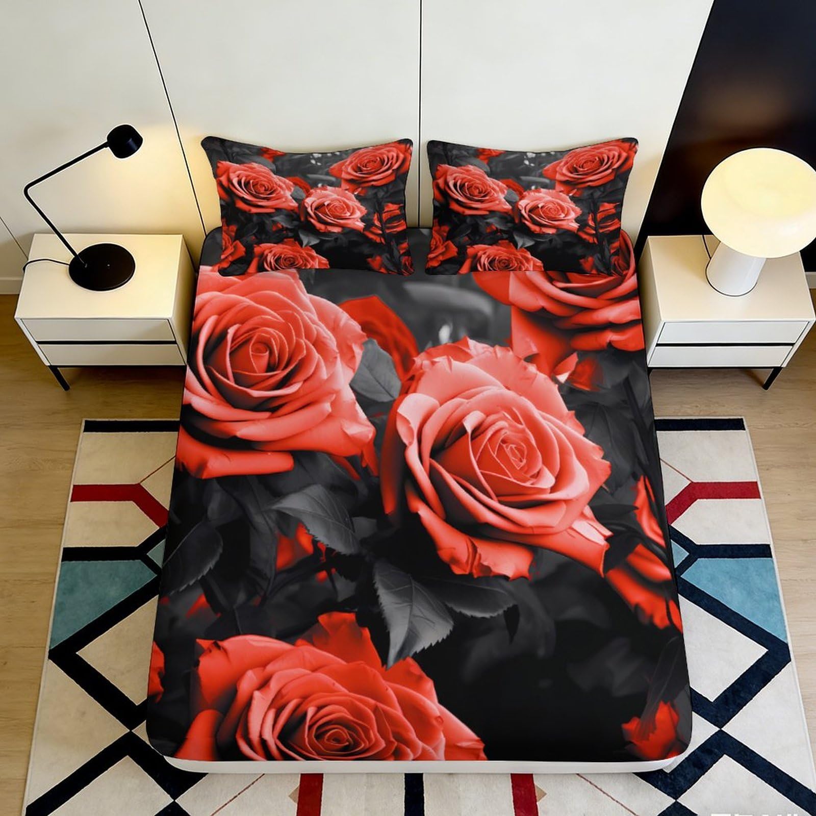 3D Printed Country Horse Fitted Sheet Microfiber Deep Pocket Bedroom Bedding Non-Slip Horse Mattress Fitted Cover Washable Protector 140x200x25cm