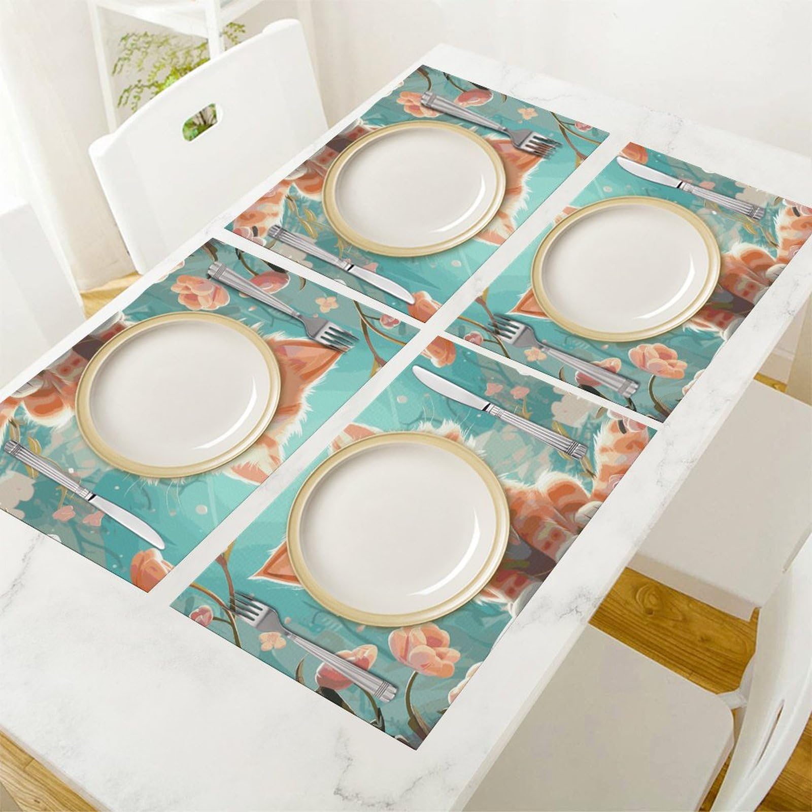 Set di 6 tovagliette all'americana in PVC, lavabili, resistenti al calore, antiscivolo, impermeabili, per interni ed esterni, tavolo da pranzo, cucina, vacanze e feste