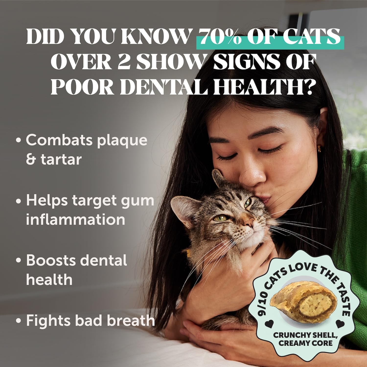 Fresh Breath Dental Bites for Cats – Crunchy & Creamy Cat Dental Treats for Fresh Breath, Tartar & Plaque Control – Dual-Texture Cat Oral Care Bites for Bright Teeth & Healthy Gums – 30 Day Supply - image 2
