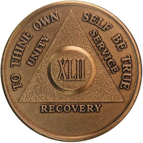 Medallón AA de 42 años tradicional de bronce elevado central sobriedad chip