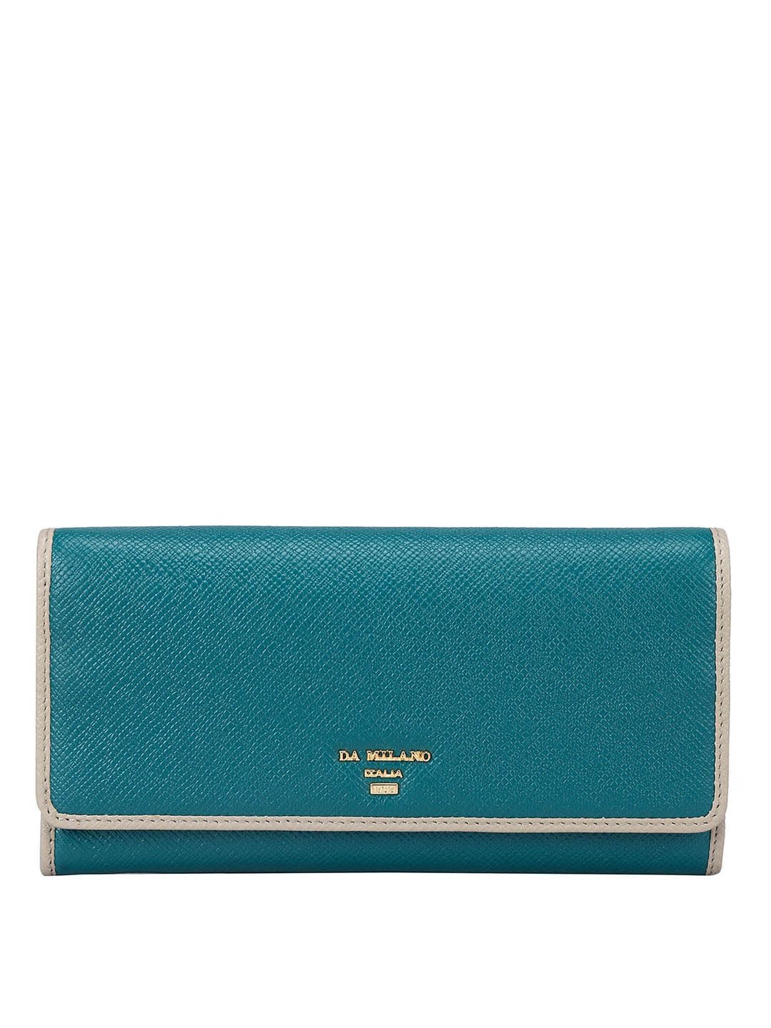 Da MilanoGenuine Leather Blue Flap Over Womens Wallet (10082A)