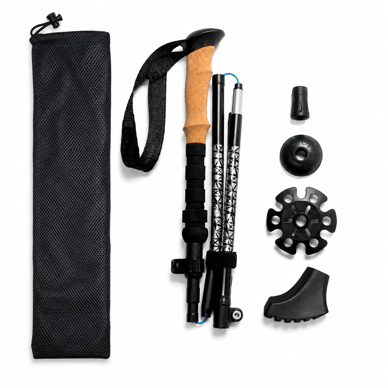 Foldable Trekking Pole for Hiking & Trekking | Adjustable Up to 125 cm | Lightweight Aluminum Walking Stick with EVA Grip, Flip Lock, Snow Basket & Carry Bag 1 Piece-image-2