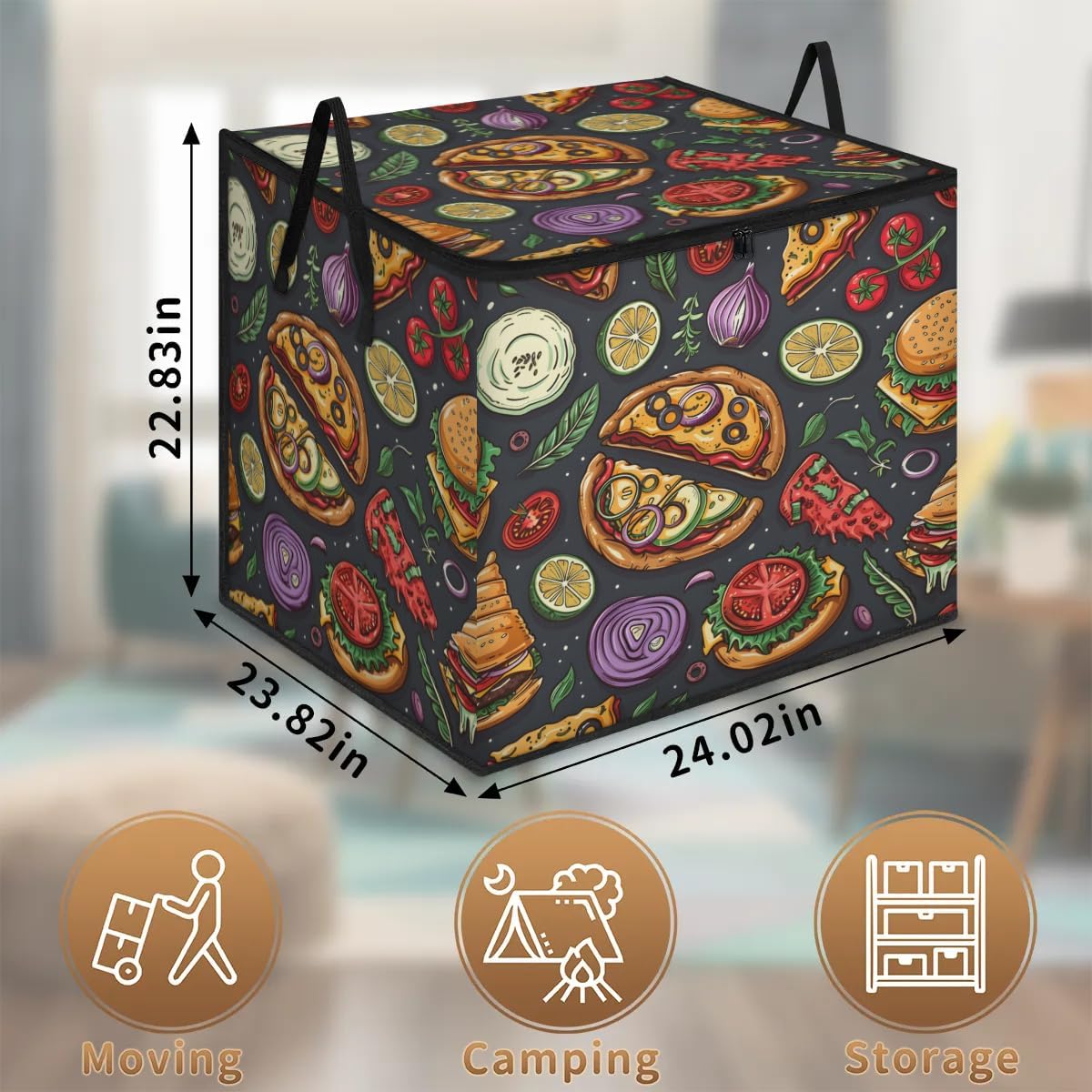 Honeybaby 214L Extra Large Comforter Storage Bag Food Pizza Storage Totes with Lids Waterproof Closet Organizer Folding Blanket Storage Bags for Clothes Bedding Pillows