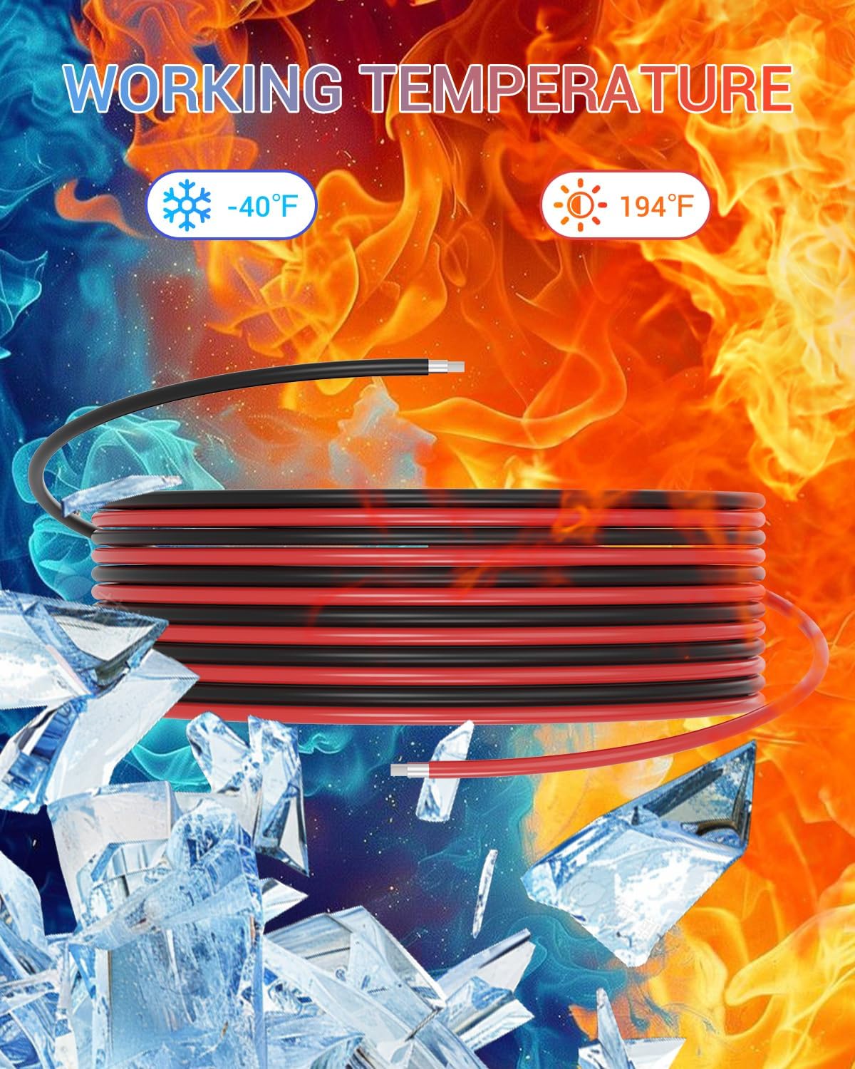 10AWG Solar Extension Cable 60FT, Solar Panel Wire, 10 Gauge Tinned Copper PV Wire with Waterproof Female and Male Connector for Home Marine RV Solar Photovoltaic Systems