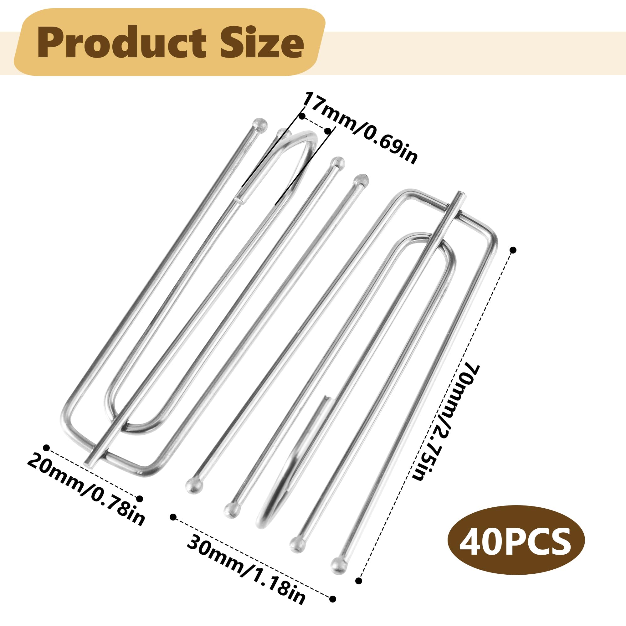 40 Pezzi Ganci per Tende in Acciaio Inox, 7cm ganci per tende in acciaio inox con 4 denti,per Finestra e Tenda per Tenda Pieghettata, Tenda per Porta Doccia